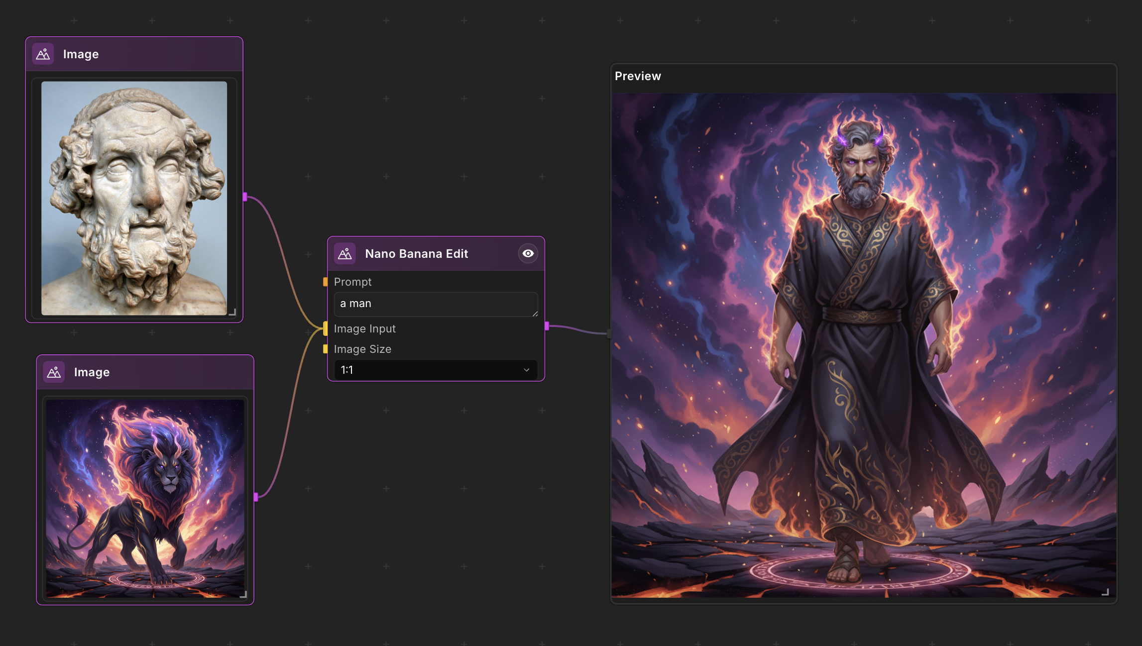 NodeTool workflow interface showcasing image generation and editing capabilities