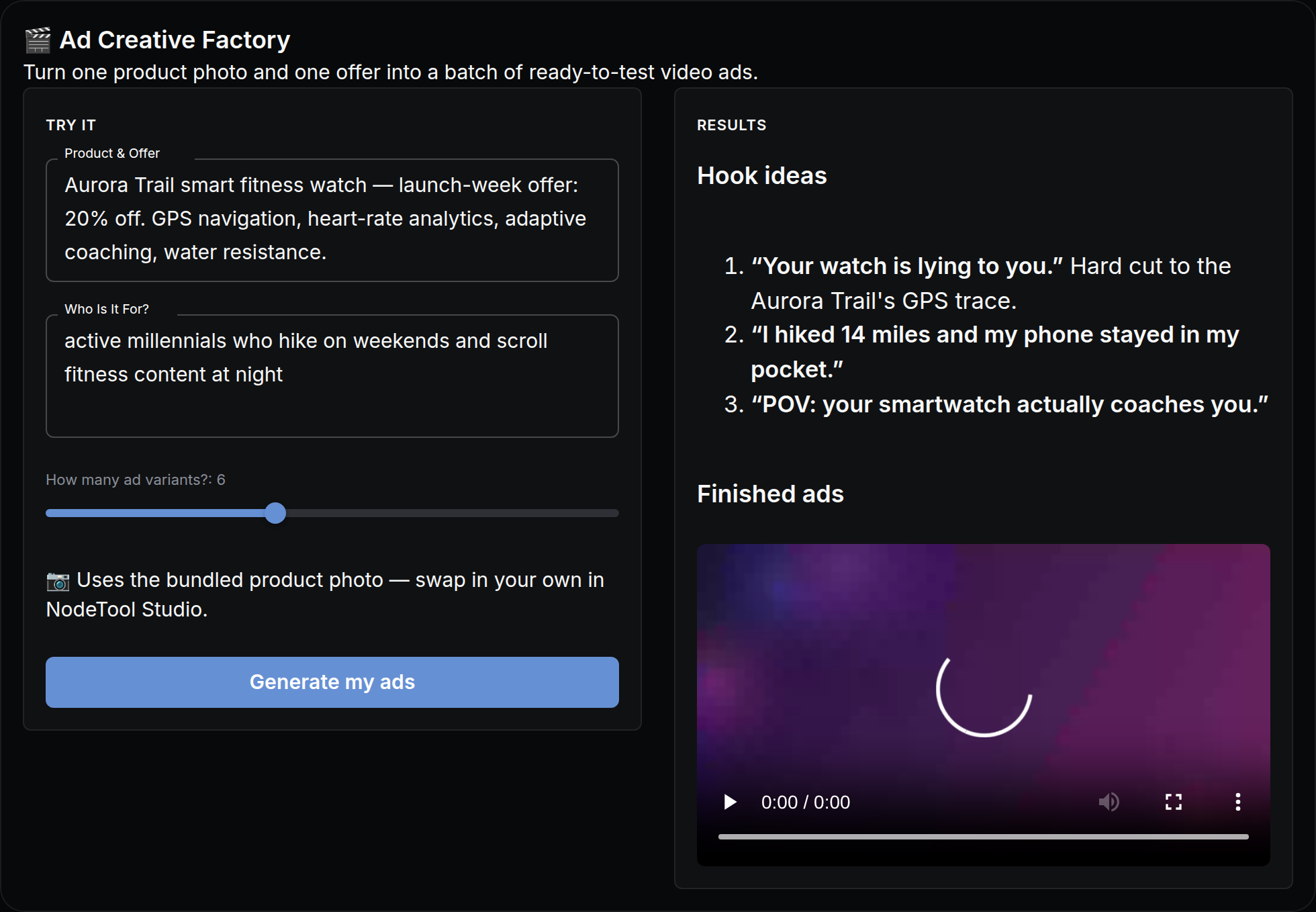 Ad Creative Factory mini app