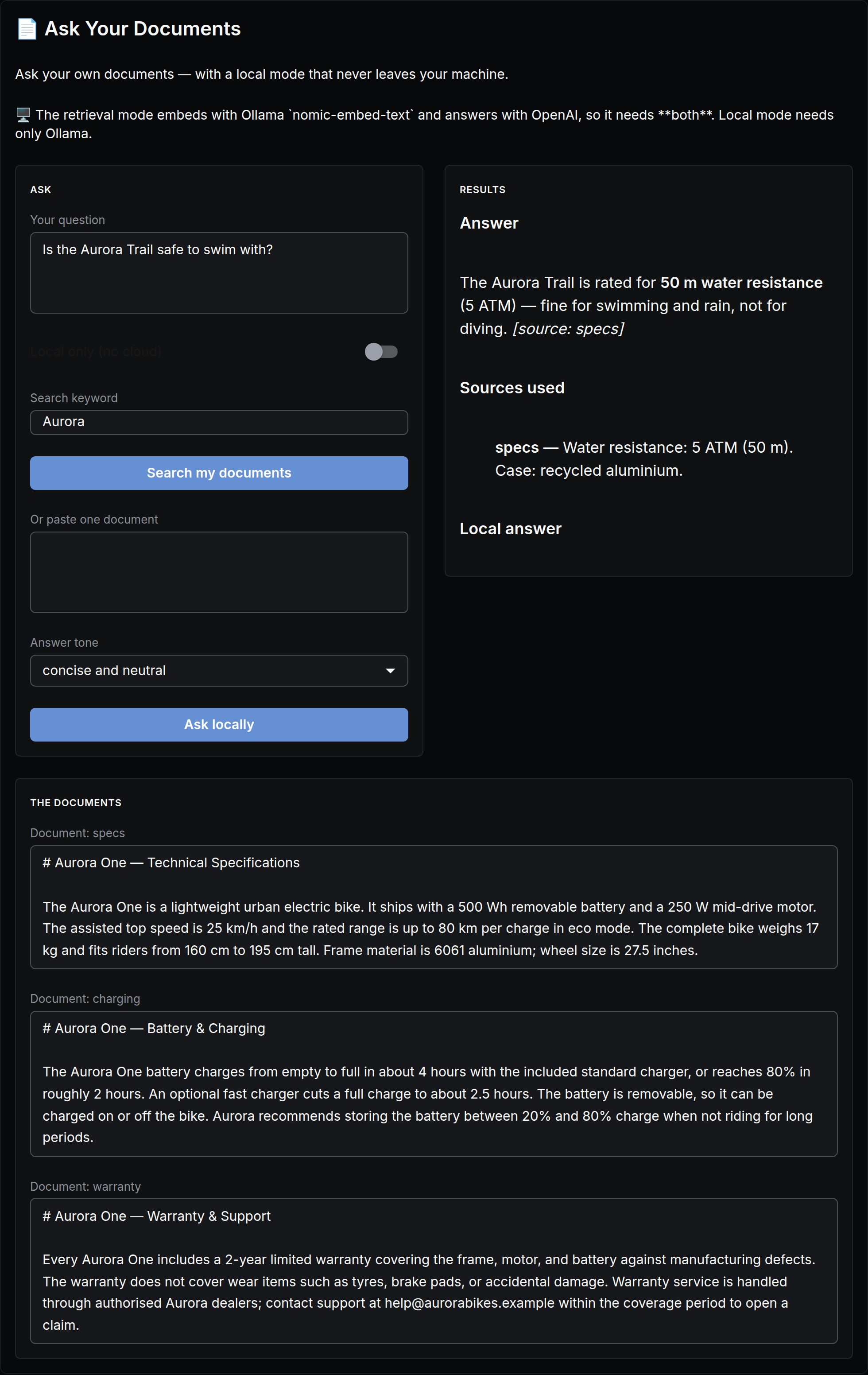 Ask Your Documents mini app