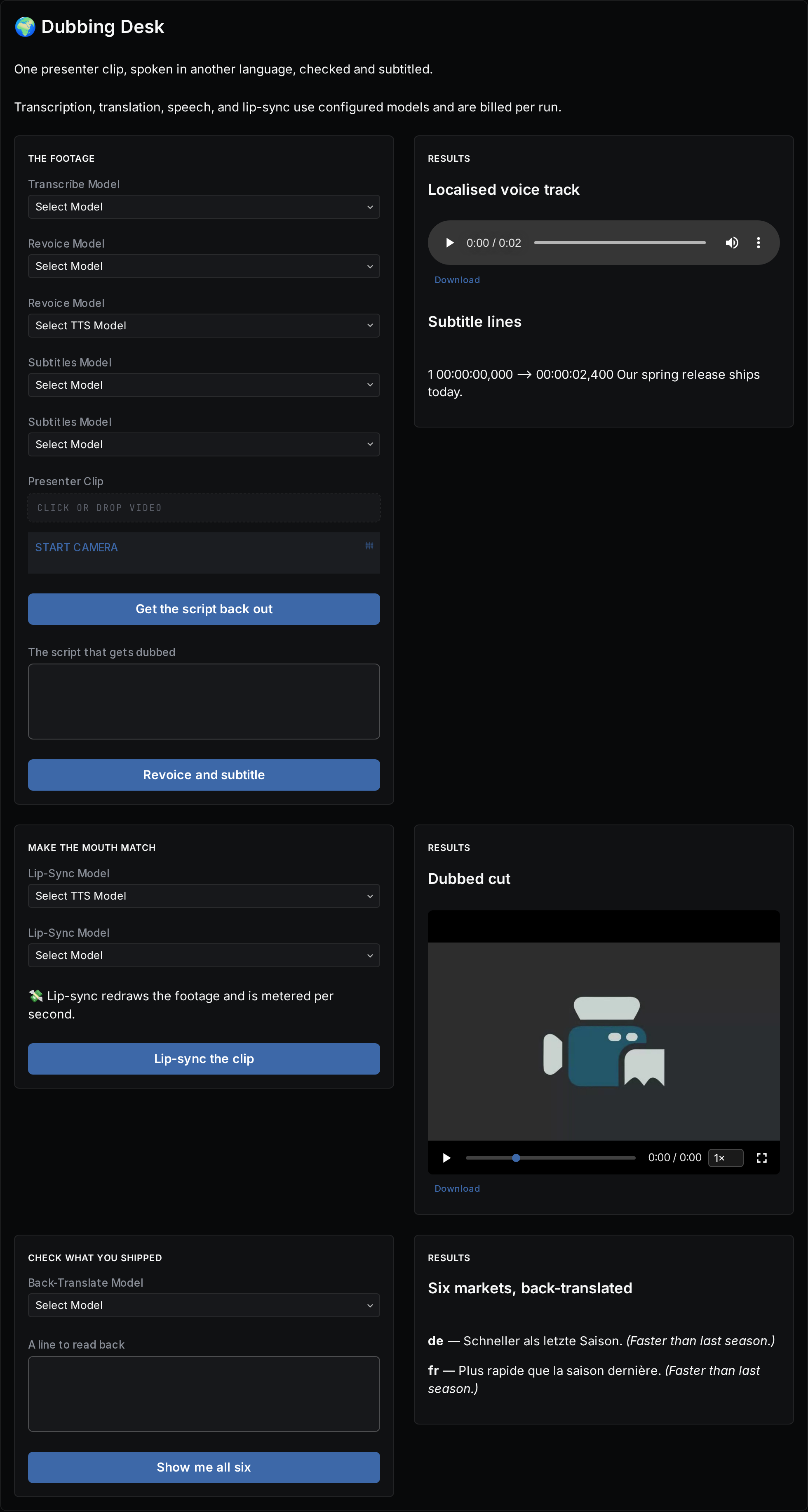 Dubbing Desk mini app