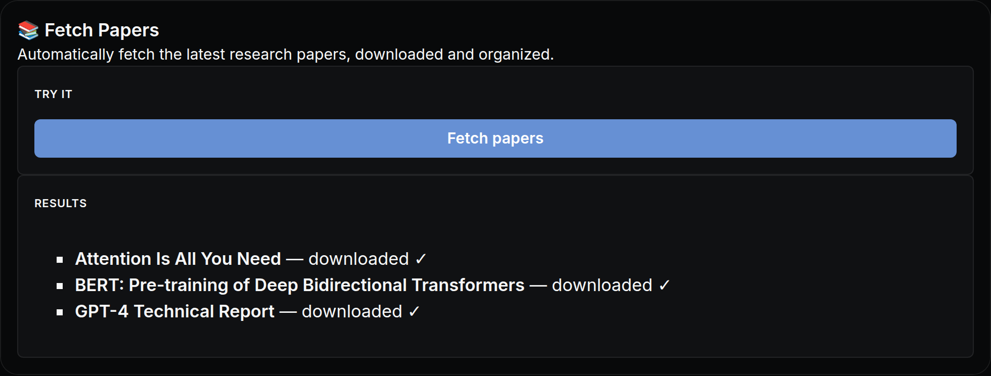 Fetch Papers mini app