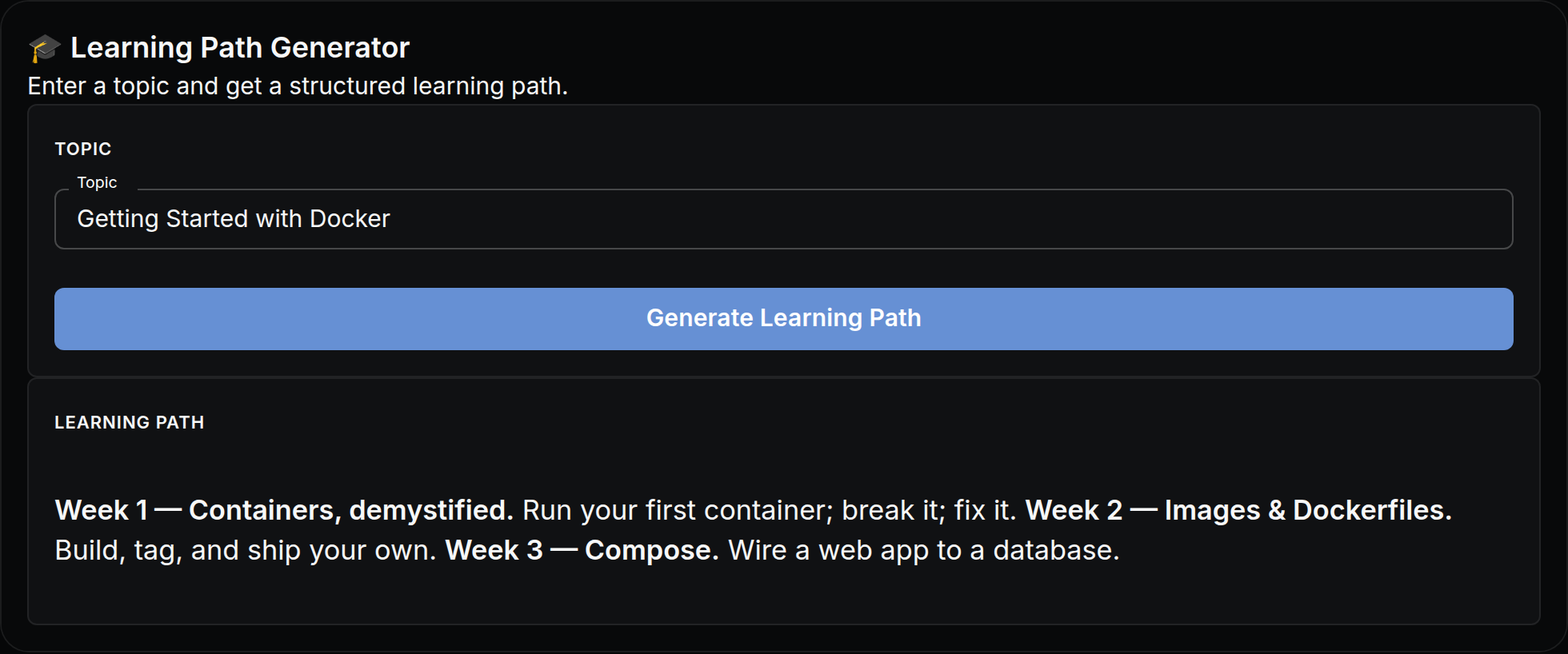 Learning Path Generator mini app
