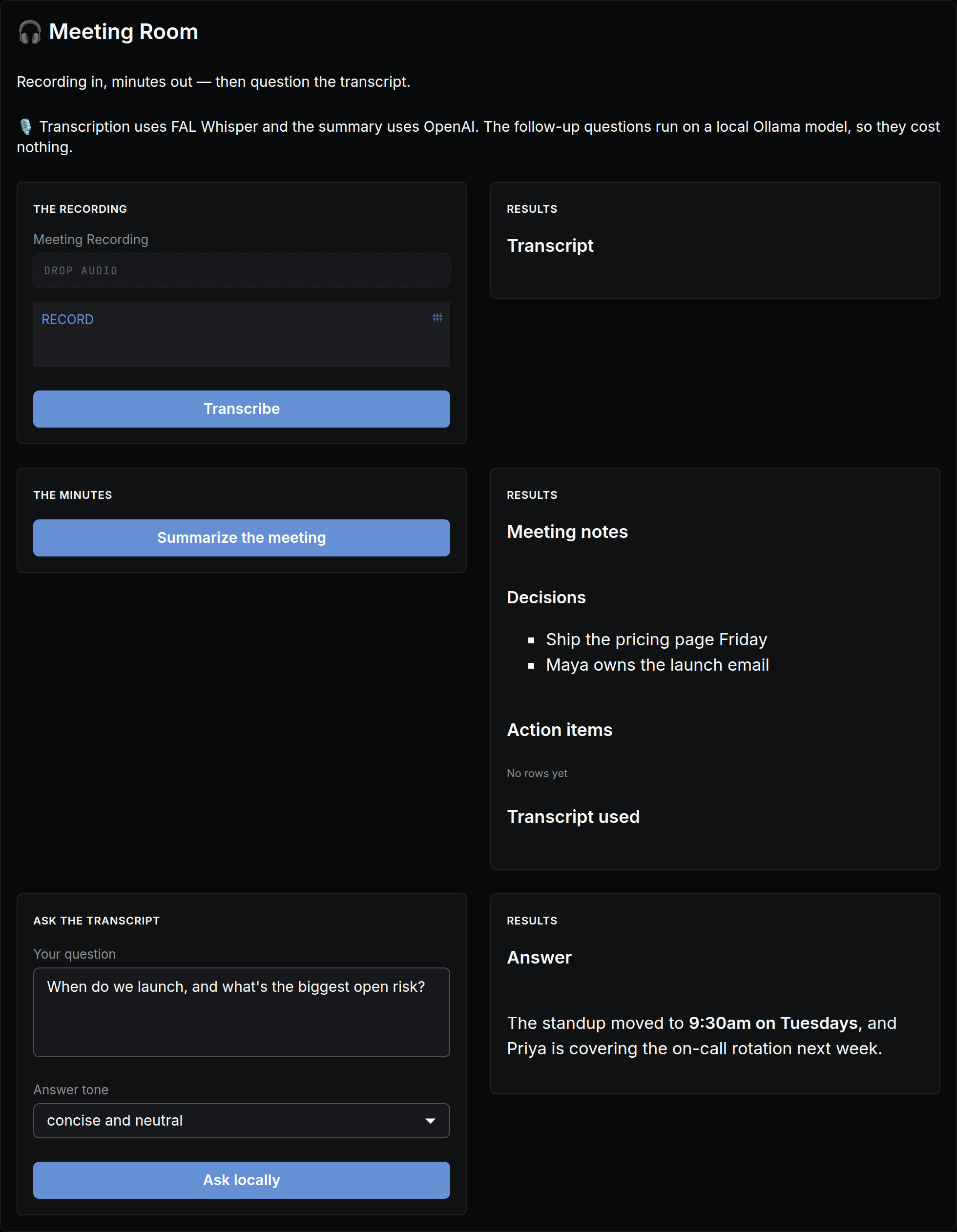 Meeting Room — the mini app, ready to run