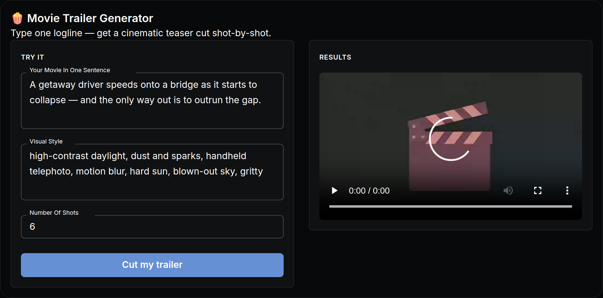 Movie Trailer Generator mini app