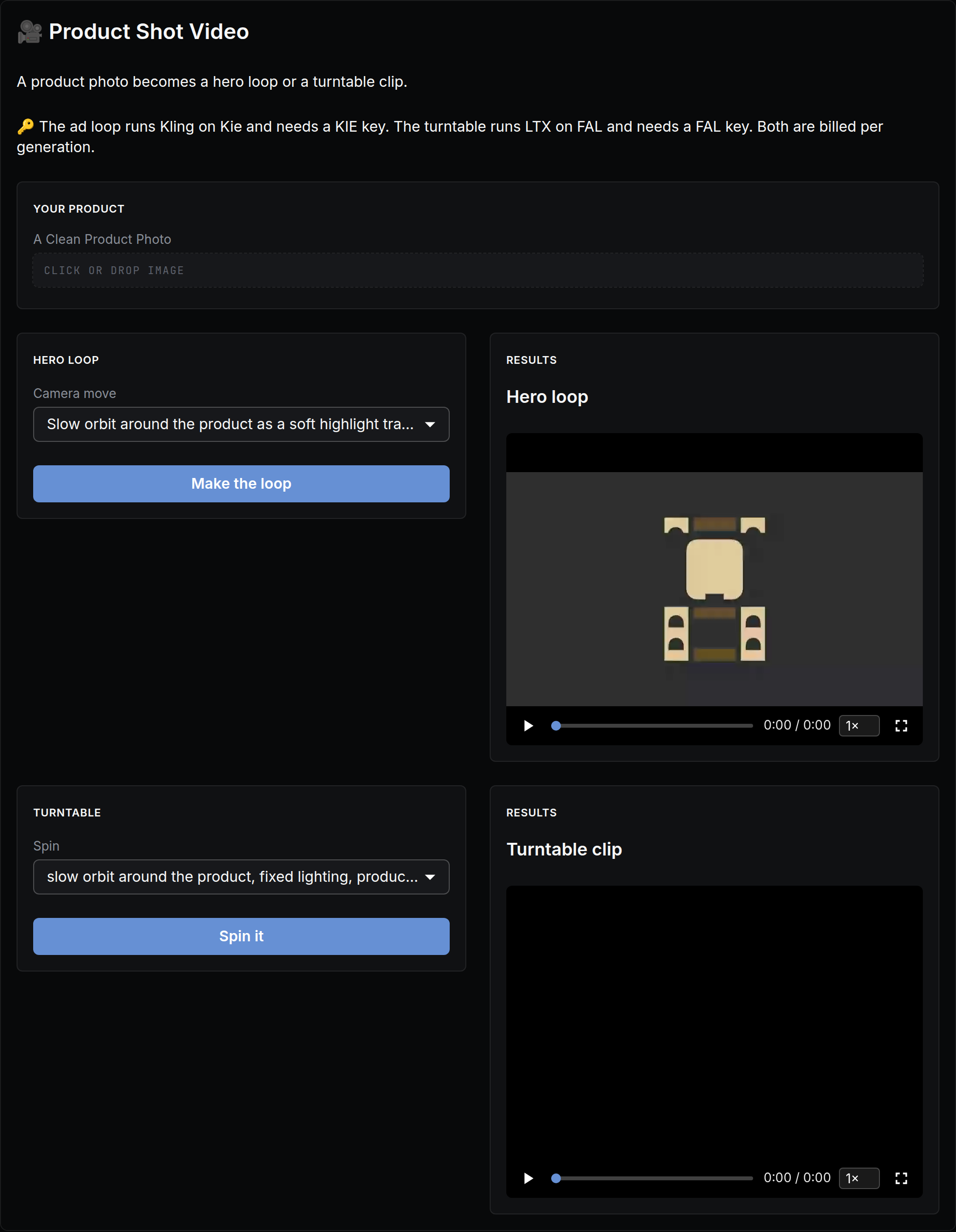 Product Shot Video mini app