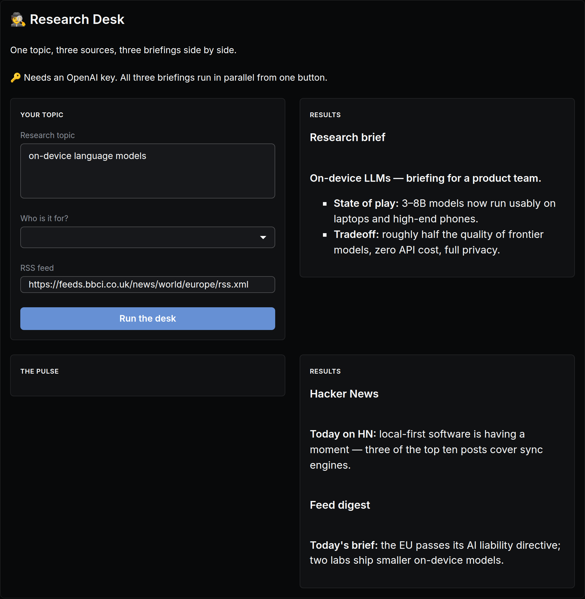 Research Desk mini app