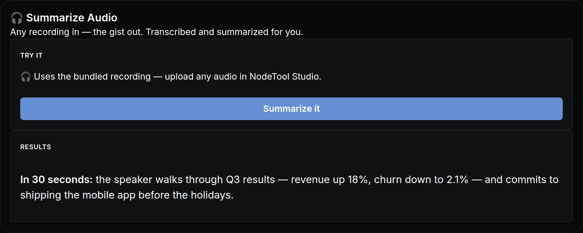 Summarize Audio mini app