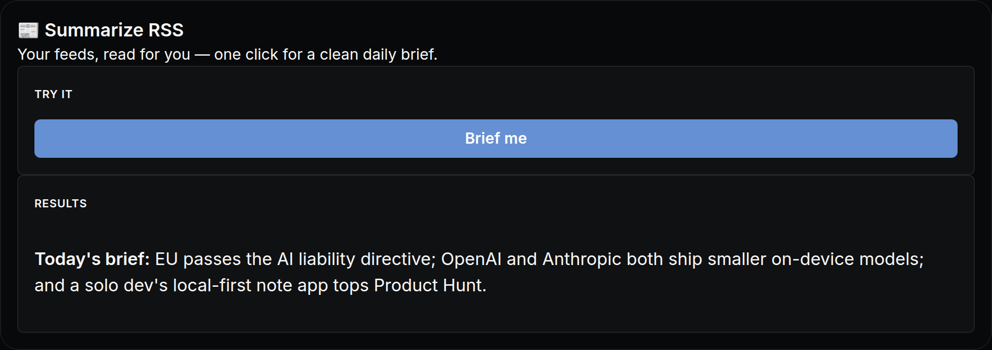 Summarize RSS mini app