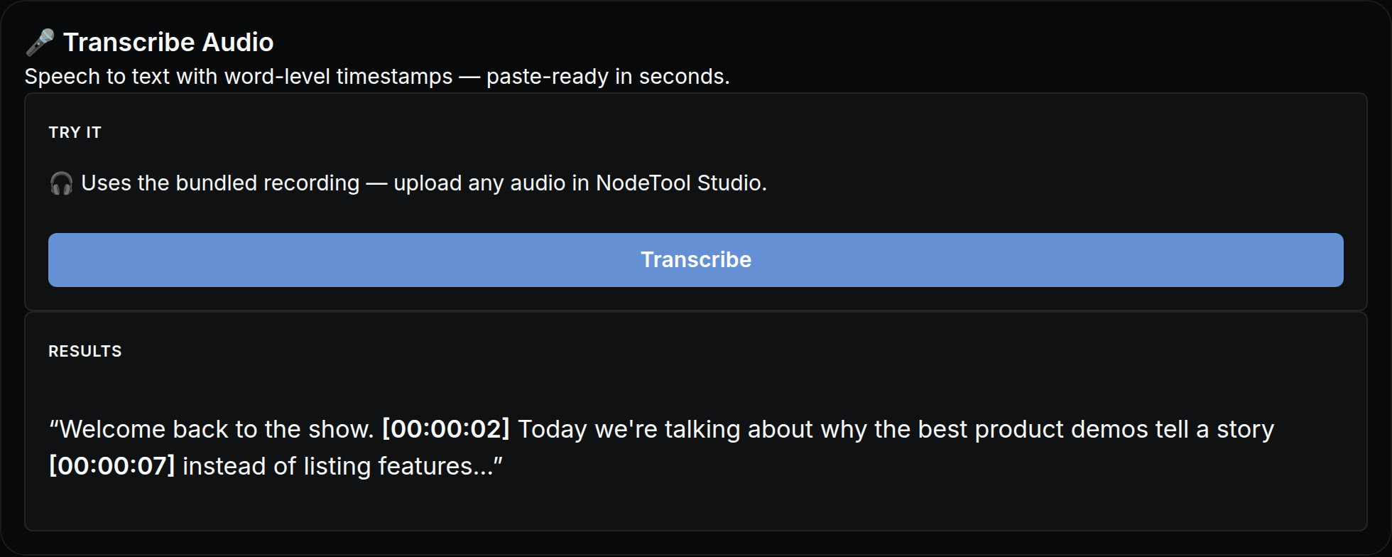 Transcribe Audio mini app
