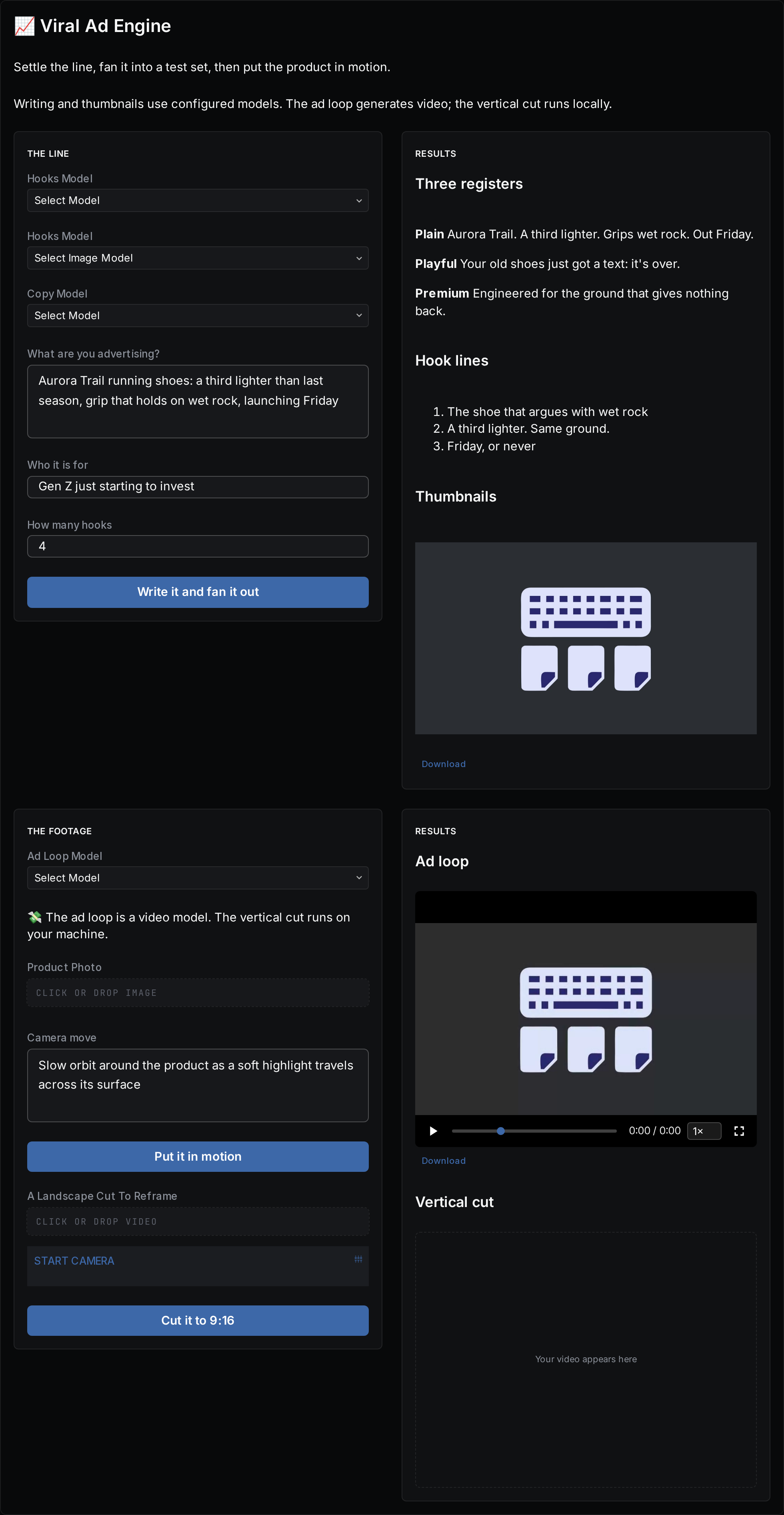 Viral Ad Engine mini app