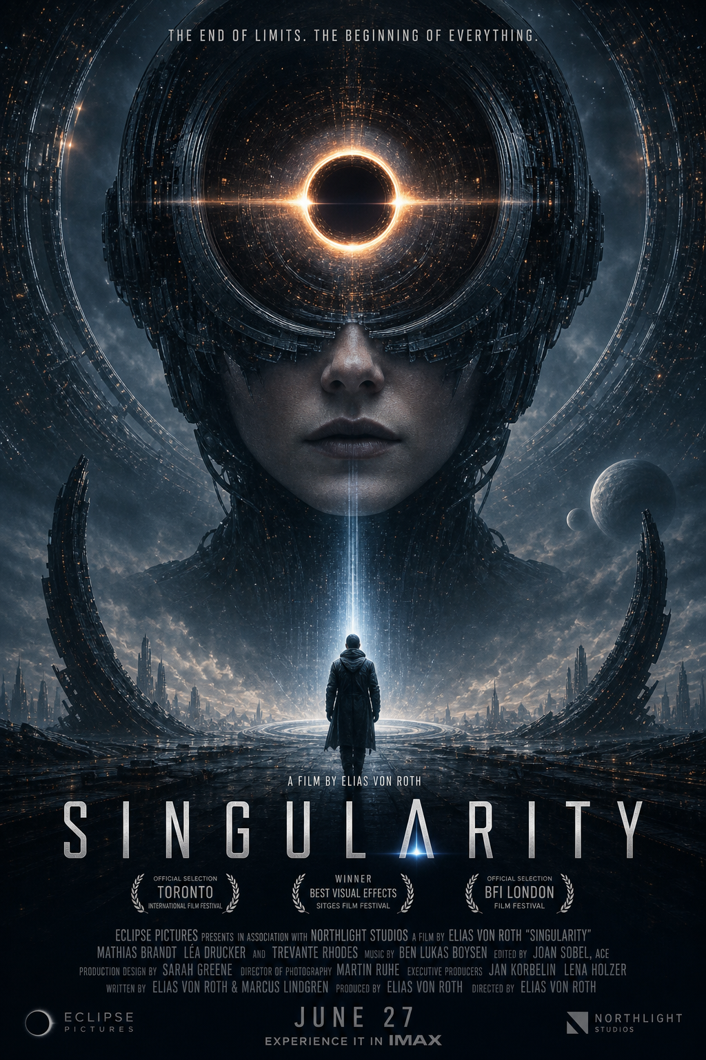 AI-generated movie poster for the fictional film Singularity