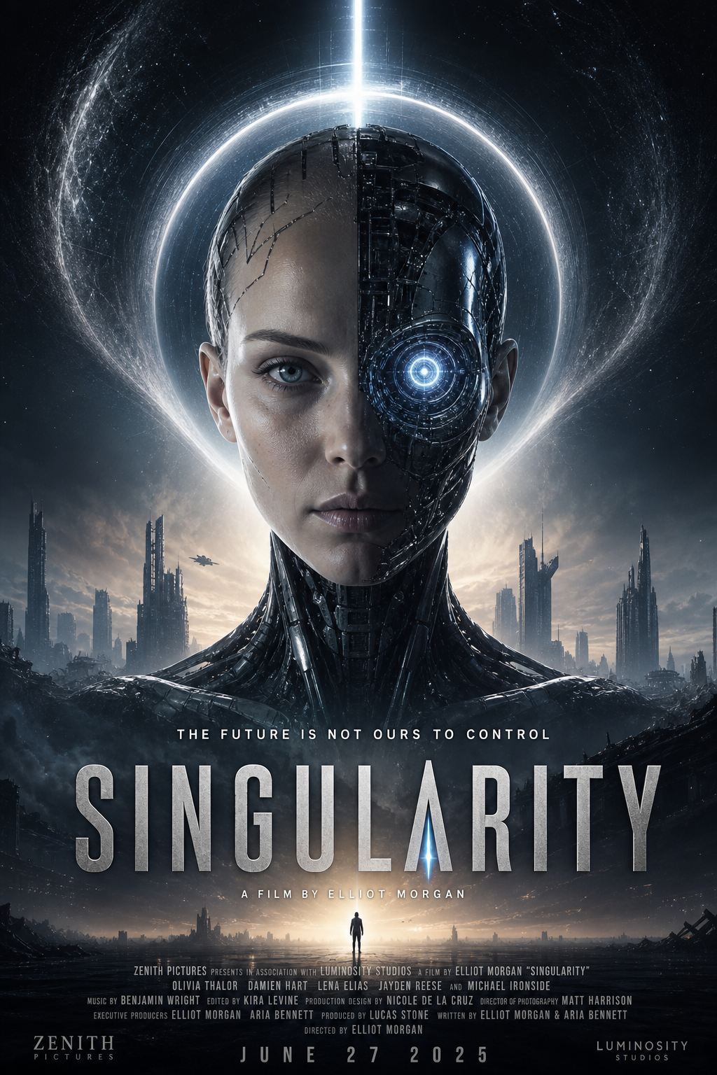 AI-generated movie poster for the fictional film Singularity