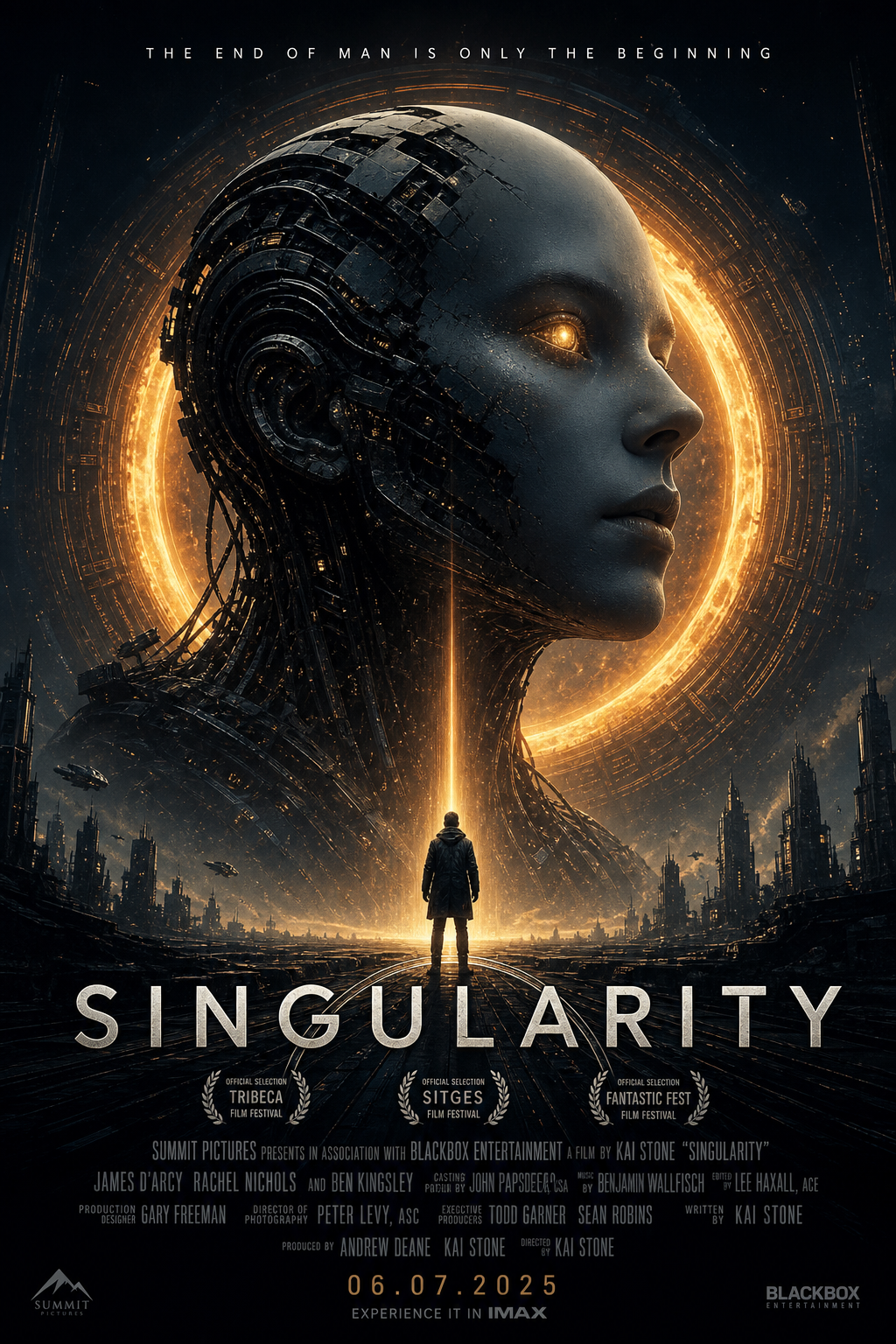 AI-generated movie poster for the fictional film Singularity