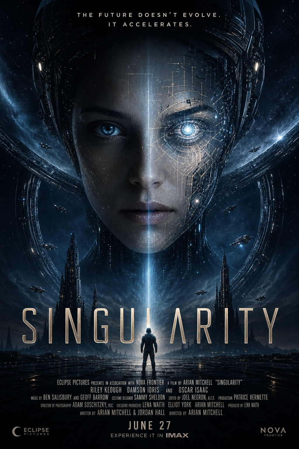 AI-generated movie poster for the fictional film Singularity