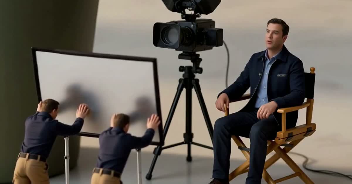 Miniature film crew directing a commercial around an oversized olive travel cup.