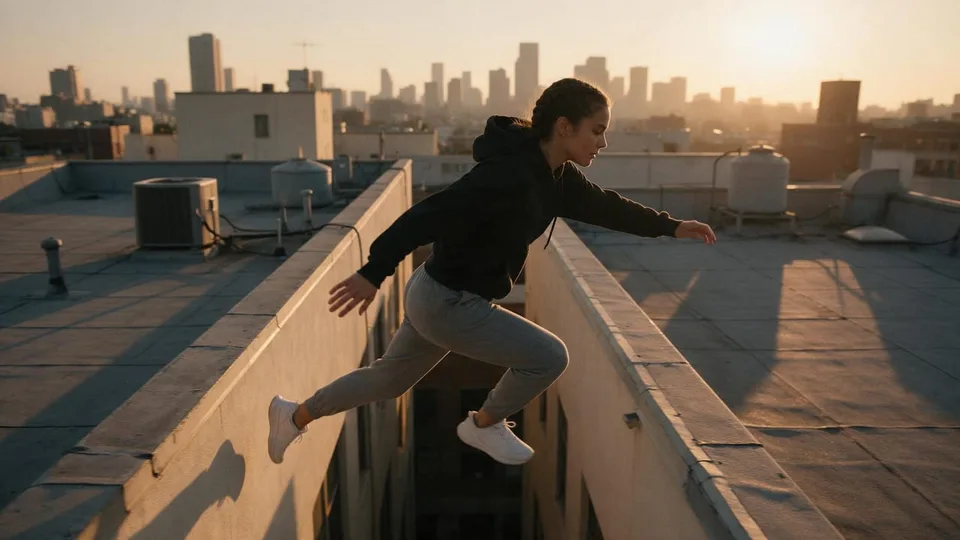 Runner rolling on landing.
