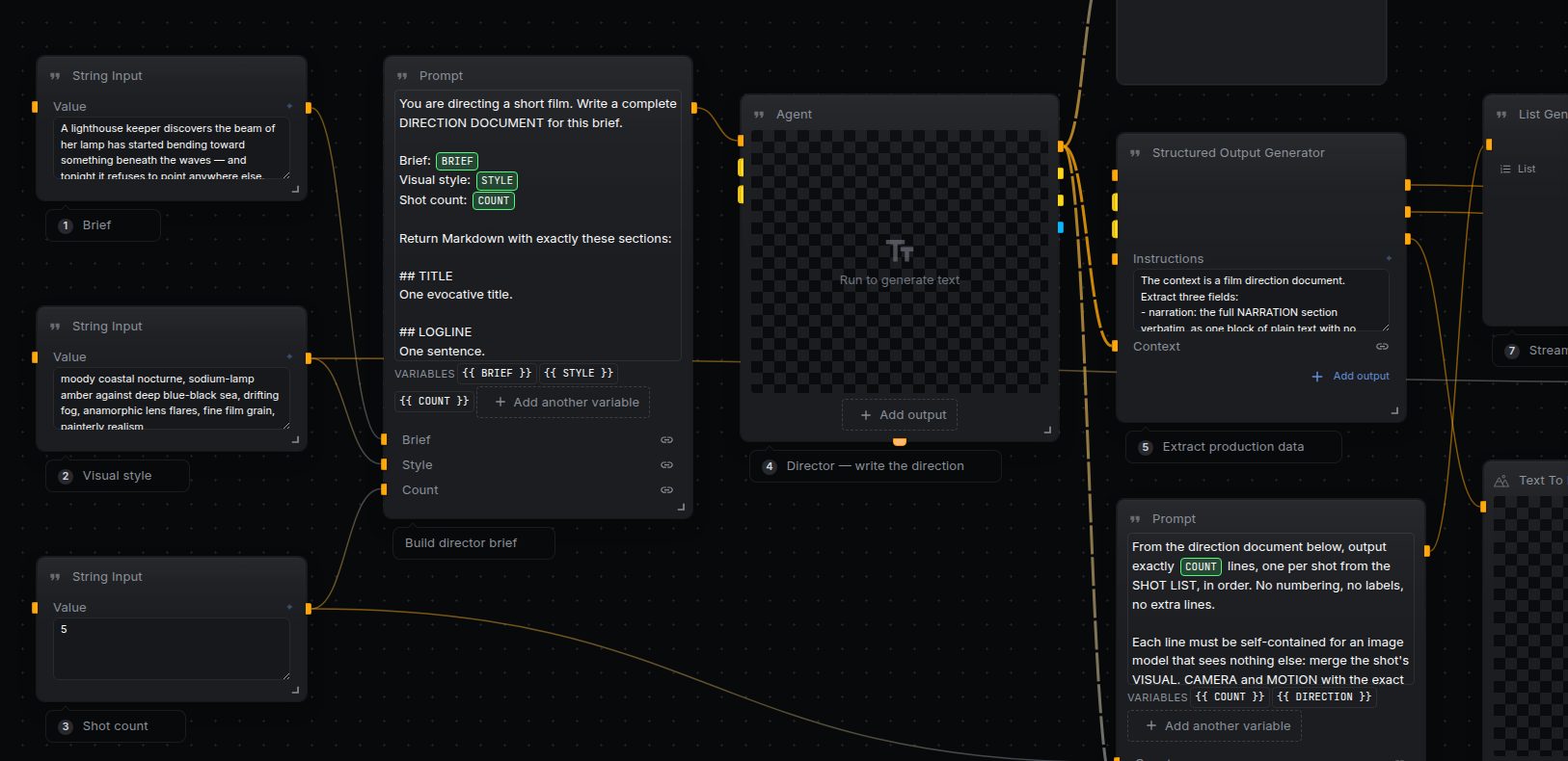 Script to Screen — example output from the NodeTool workflow